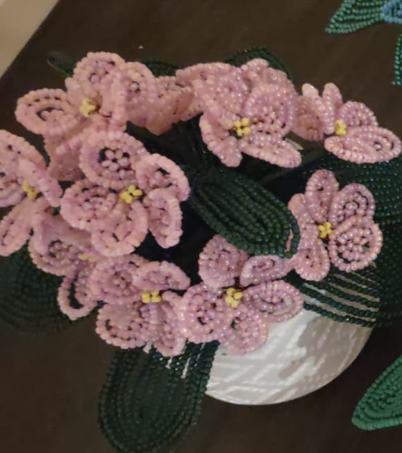 Handmade Blooming Beaded Violet Flowers