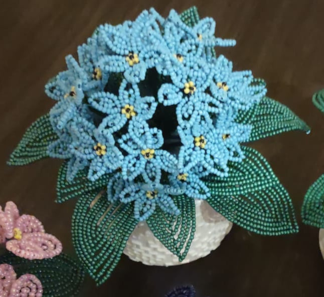 Handmade Blooming Beaded Violet Flowers