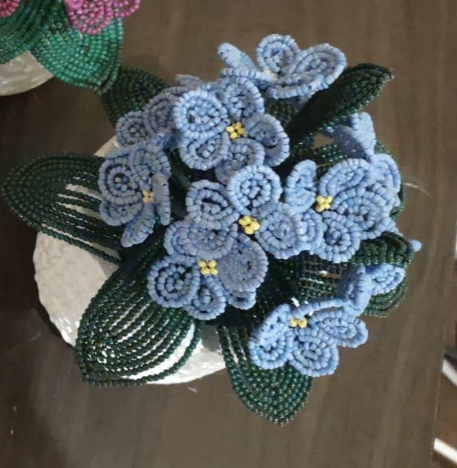 Handmade Blooming Beaded Violet Flowers