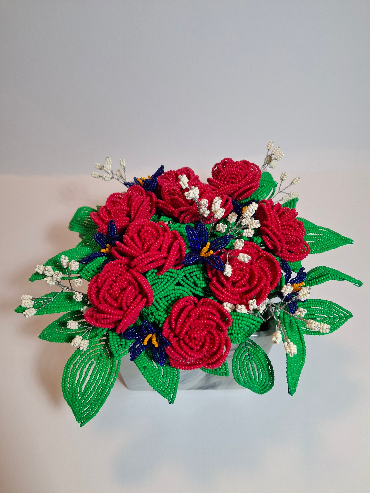 Rose Arrangement in Square Planter