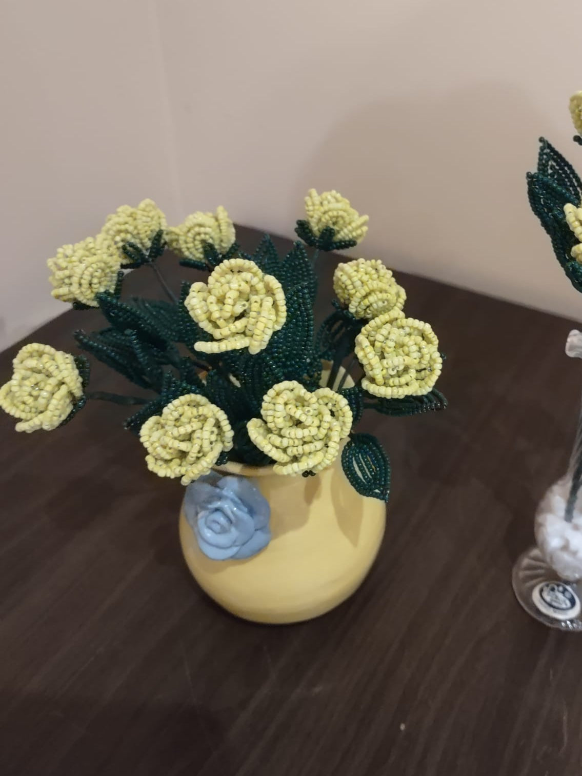 Handcrafted Beaded Yellow Rose Arrangement – Mini & Full Bouquet Variants