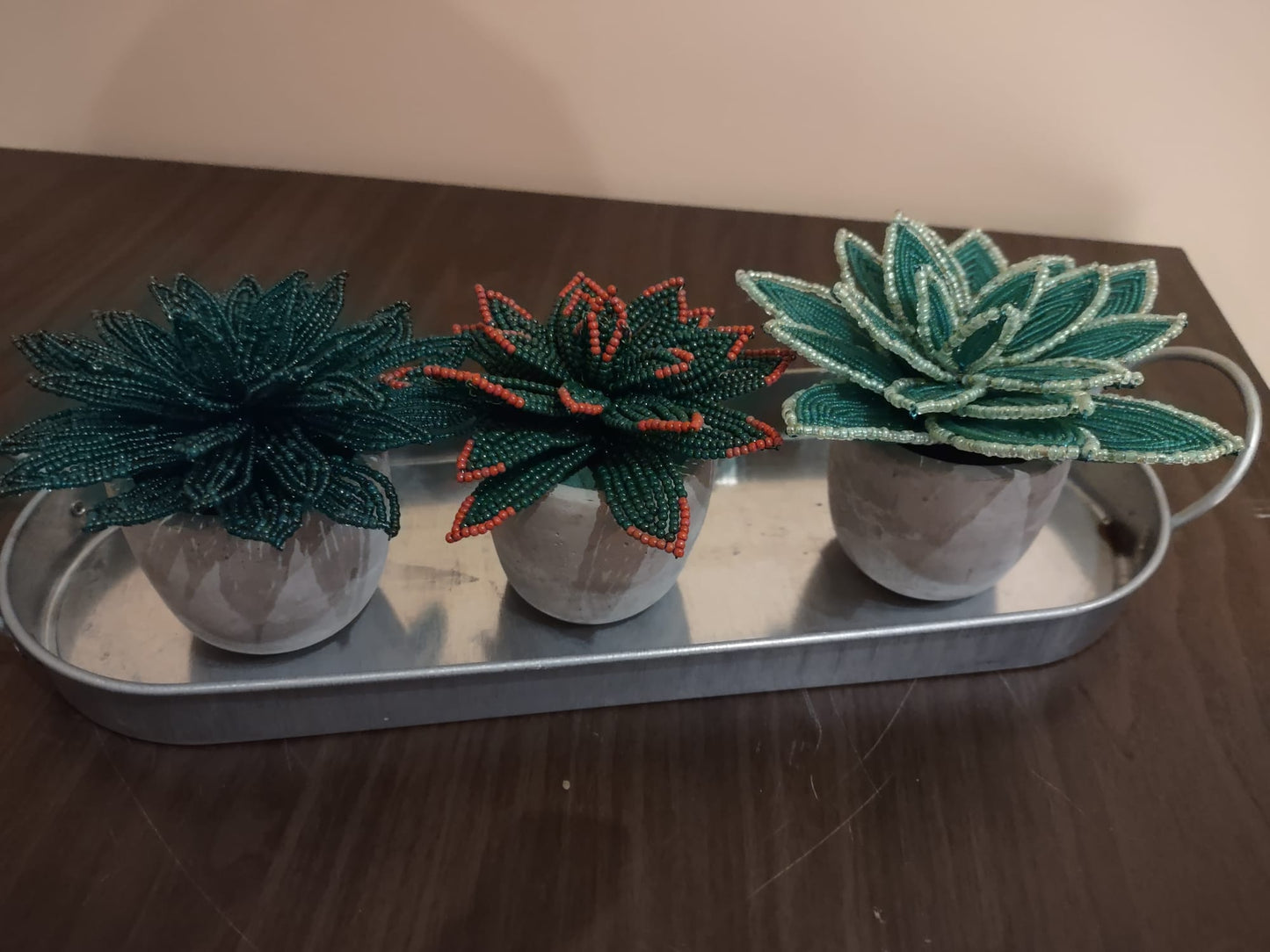 Beaded Succulent – Mini Decorative Planter