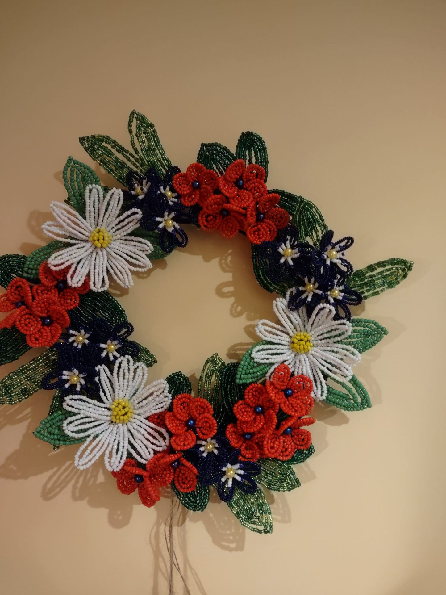 Wild Bloom Beaded Wreath – Handmade Floral Wall Decor