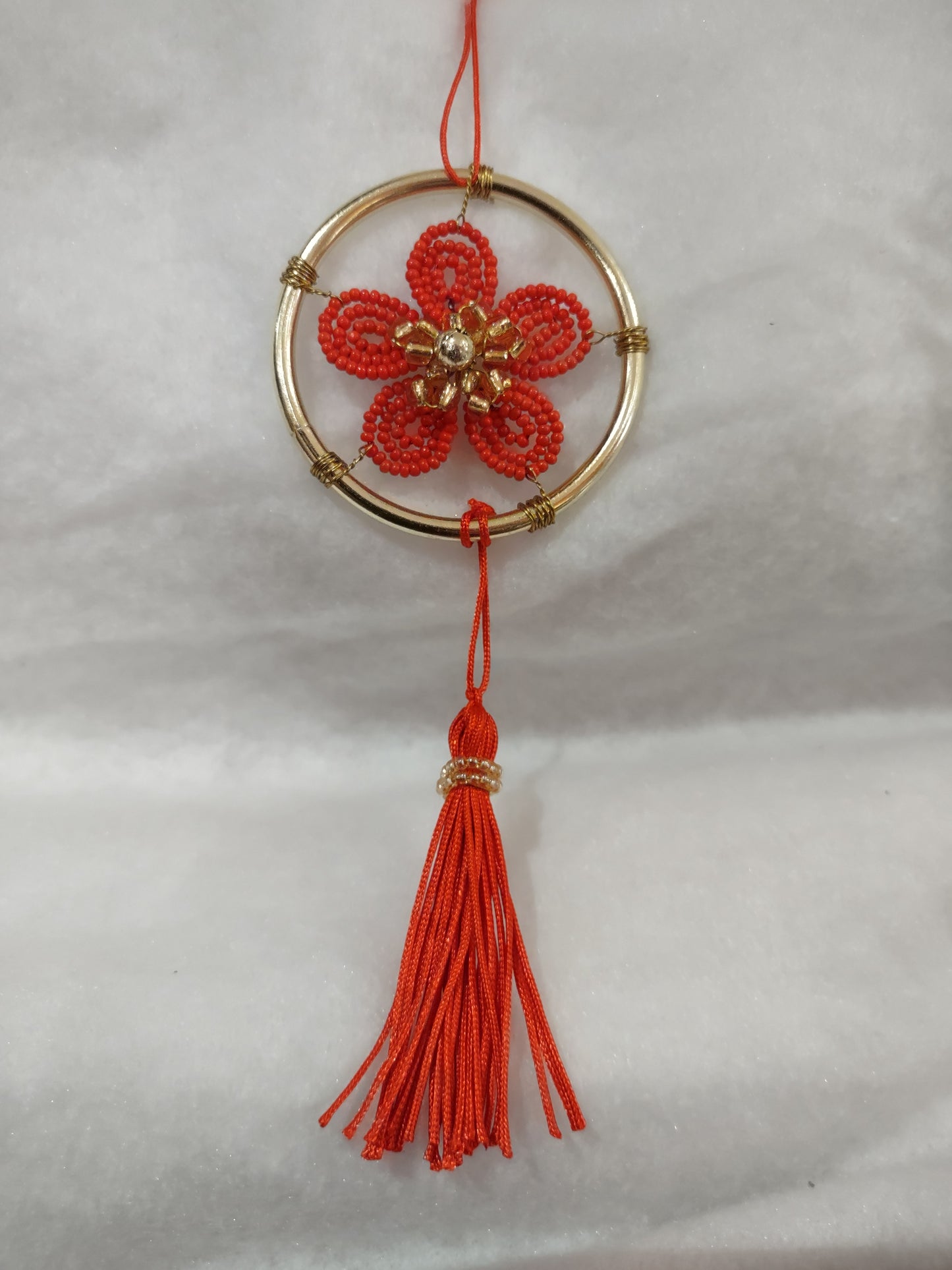Hanging Red Flower Decoration with Tassel