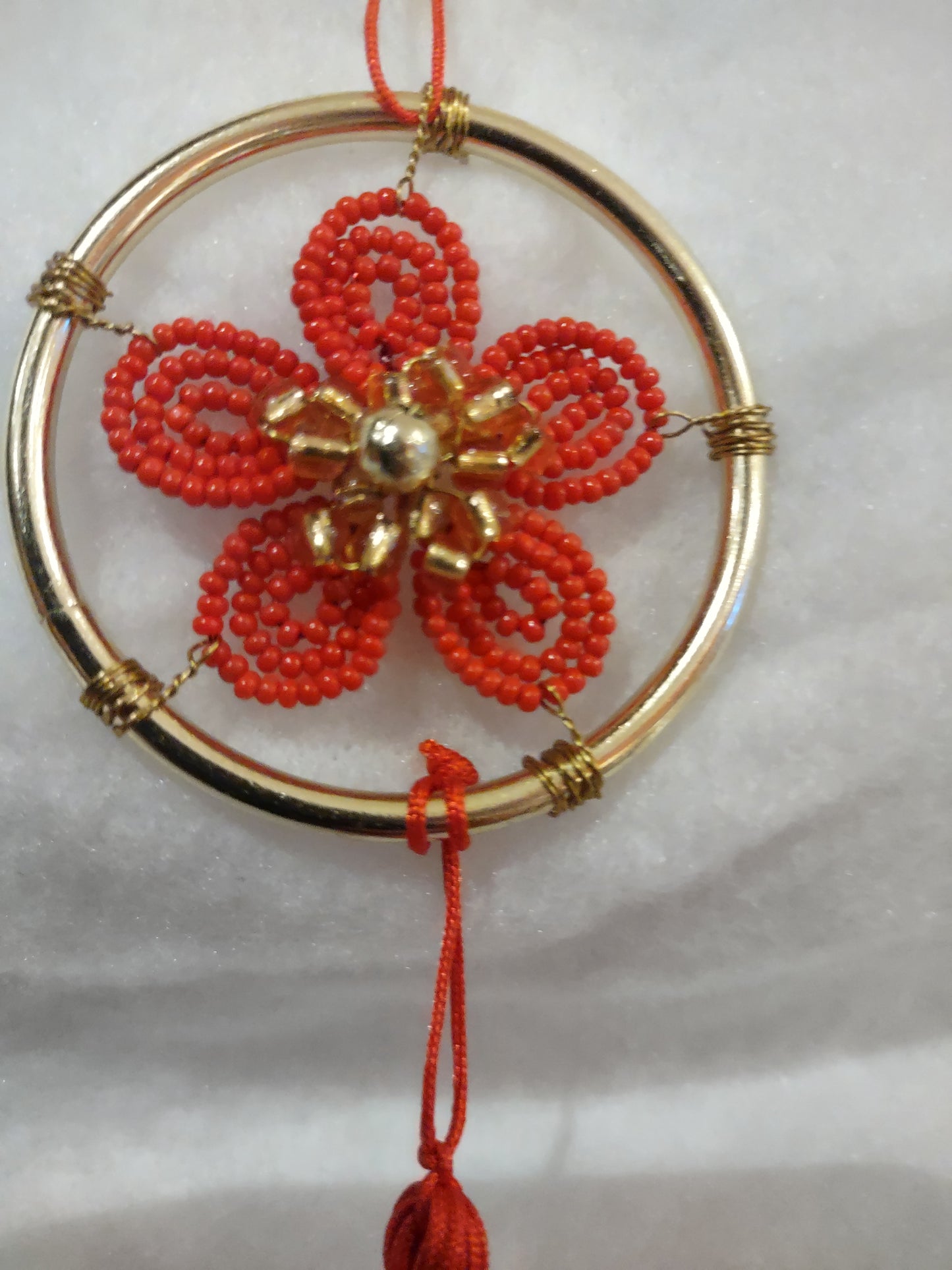 Hanging Red Flower Decoration with Tassel
