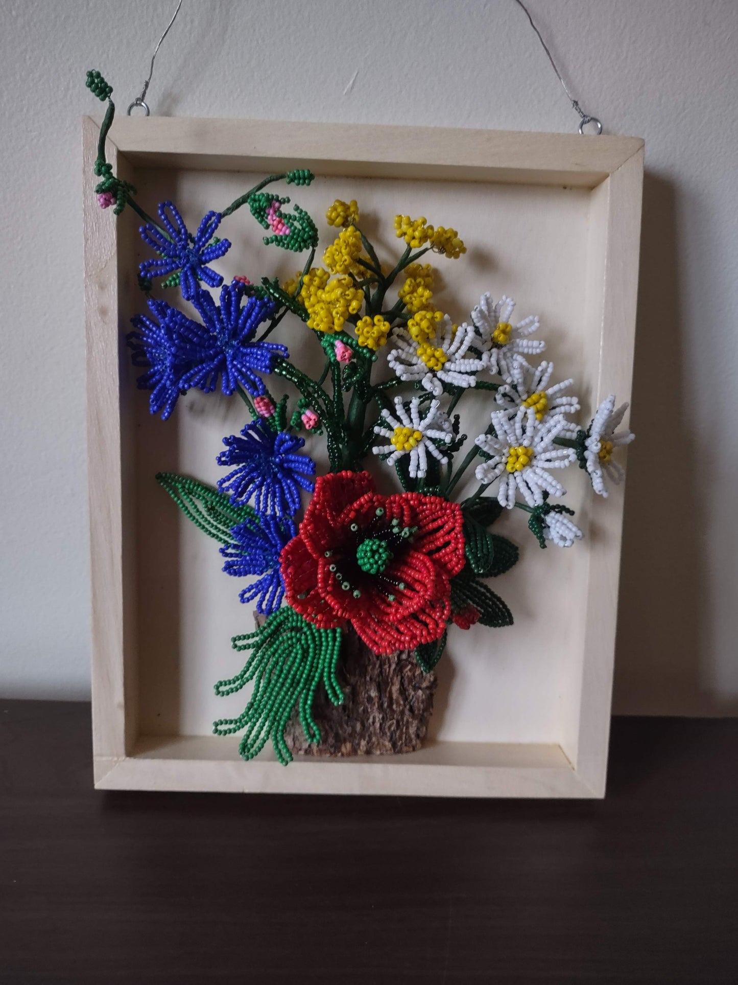 Wooden Frame Featuring a Stunning Beaded Flowers#1