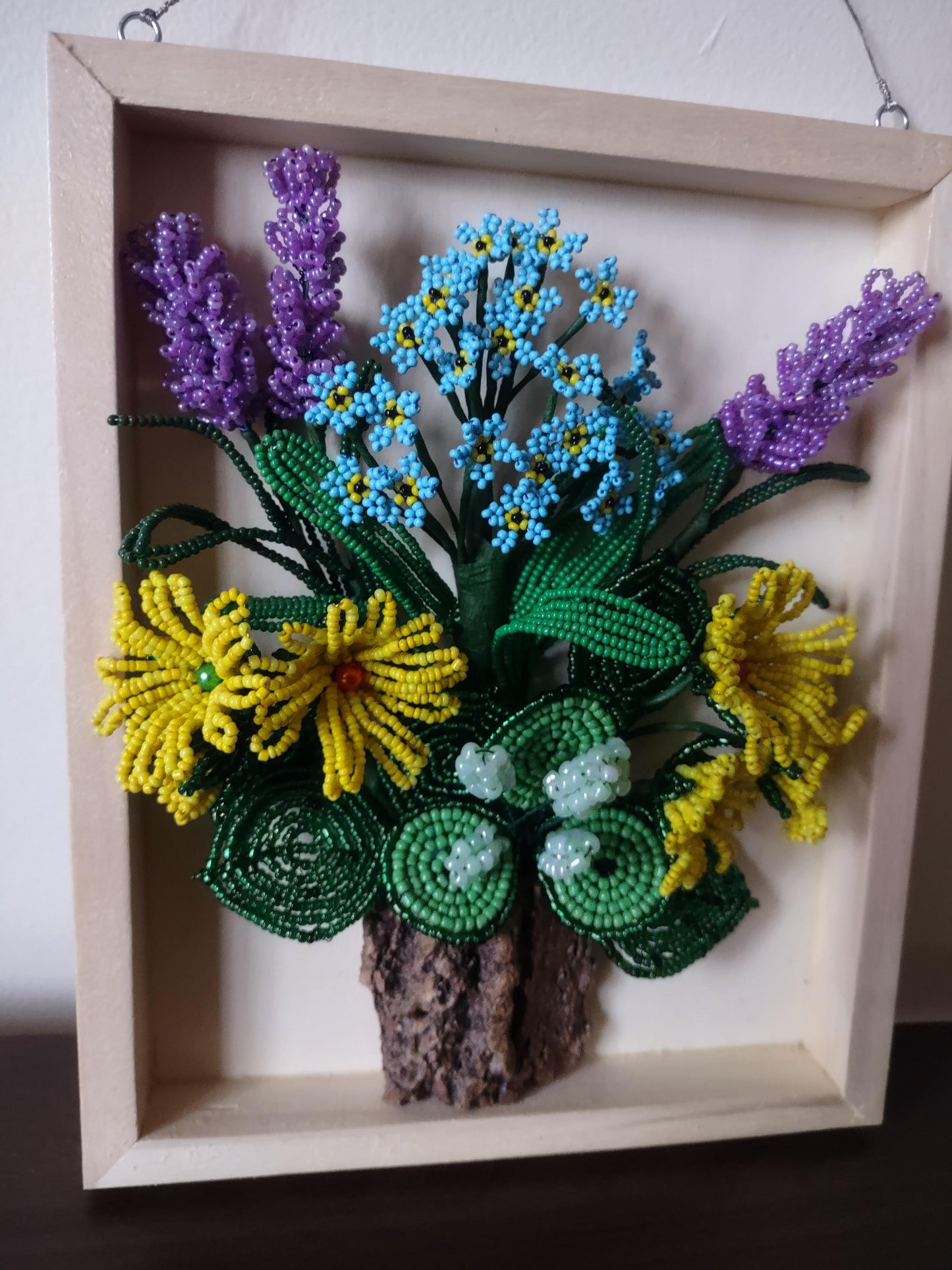 Wooden Frame Featuring a Stunning Beaded Flowers#2