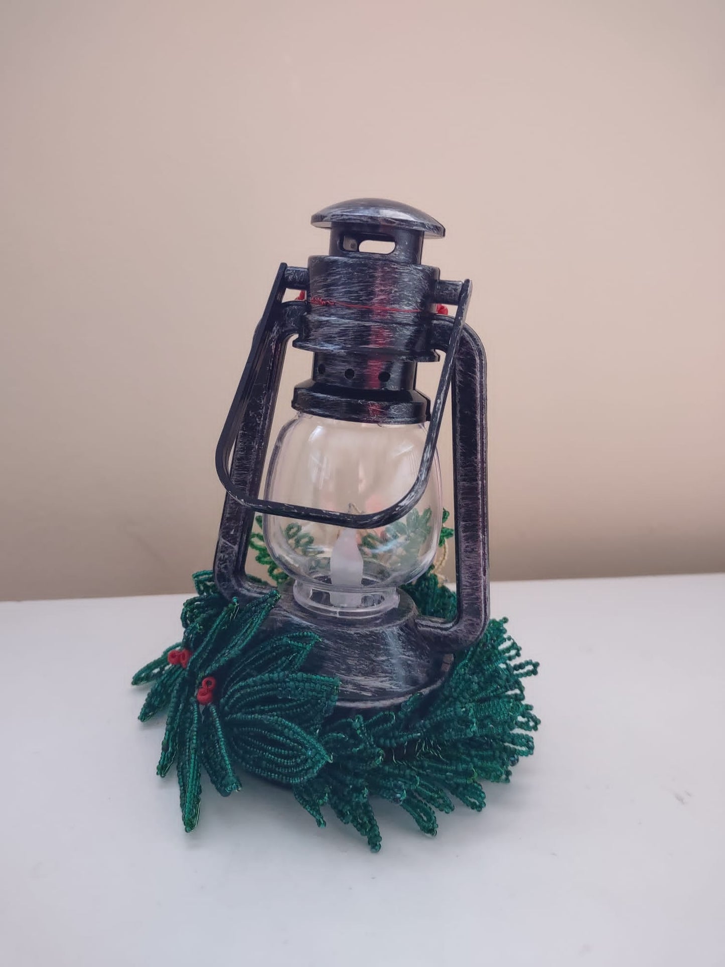 Lantern with Poinsettia Flower