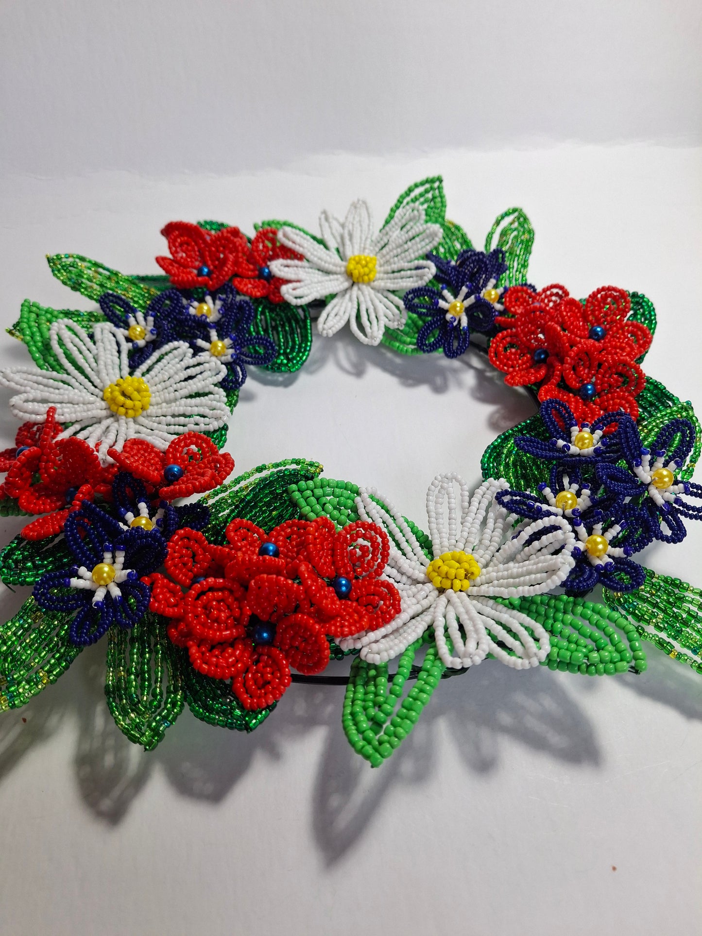 Wild Flower French-beaded Wreath