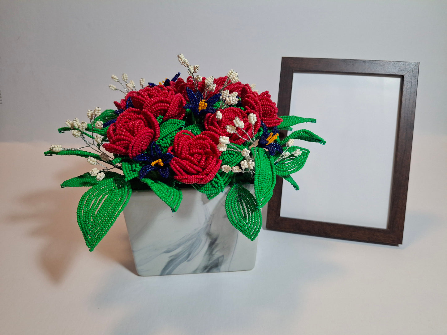 Rose Arrangement in Square Planter