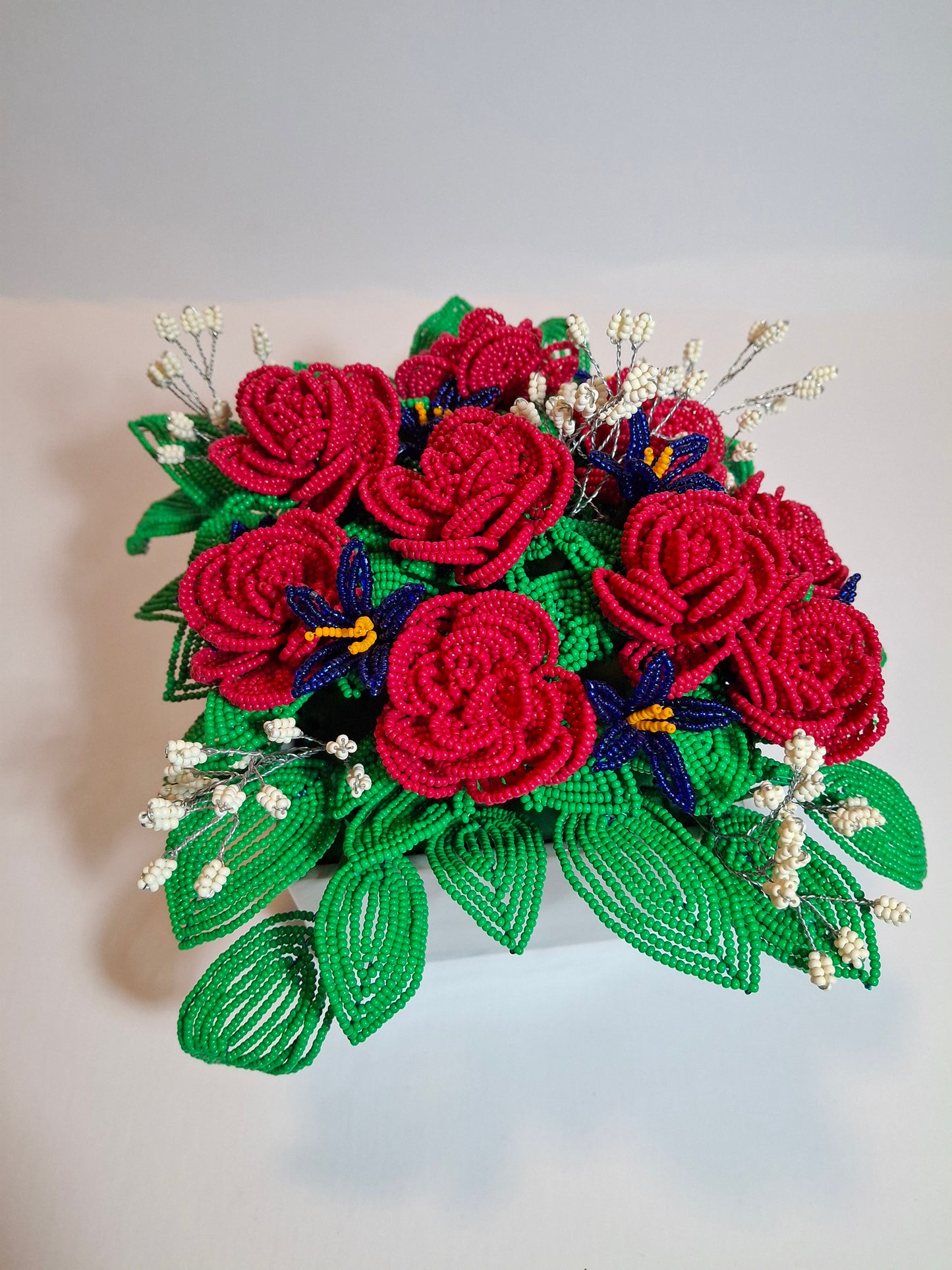 Rose Arrangement in Square Planter