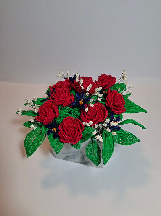 Rose Arrangement in Square Planter