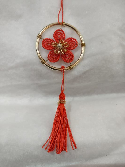 Hanging Red Flower Decoration with Tassel