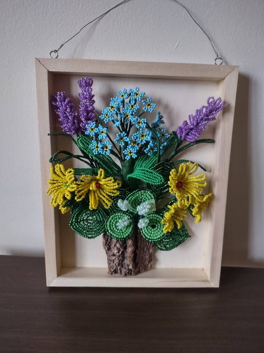 Wooden Frame Featuring a Stunning Beaded Flowers#2
