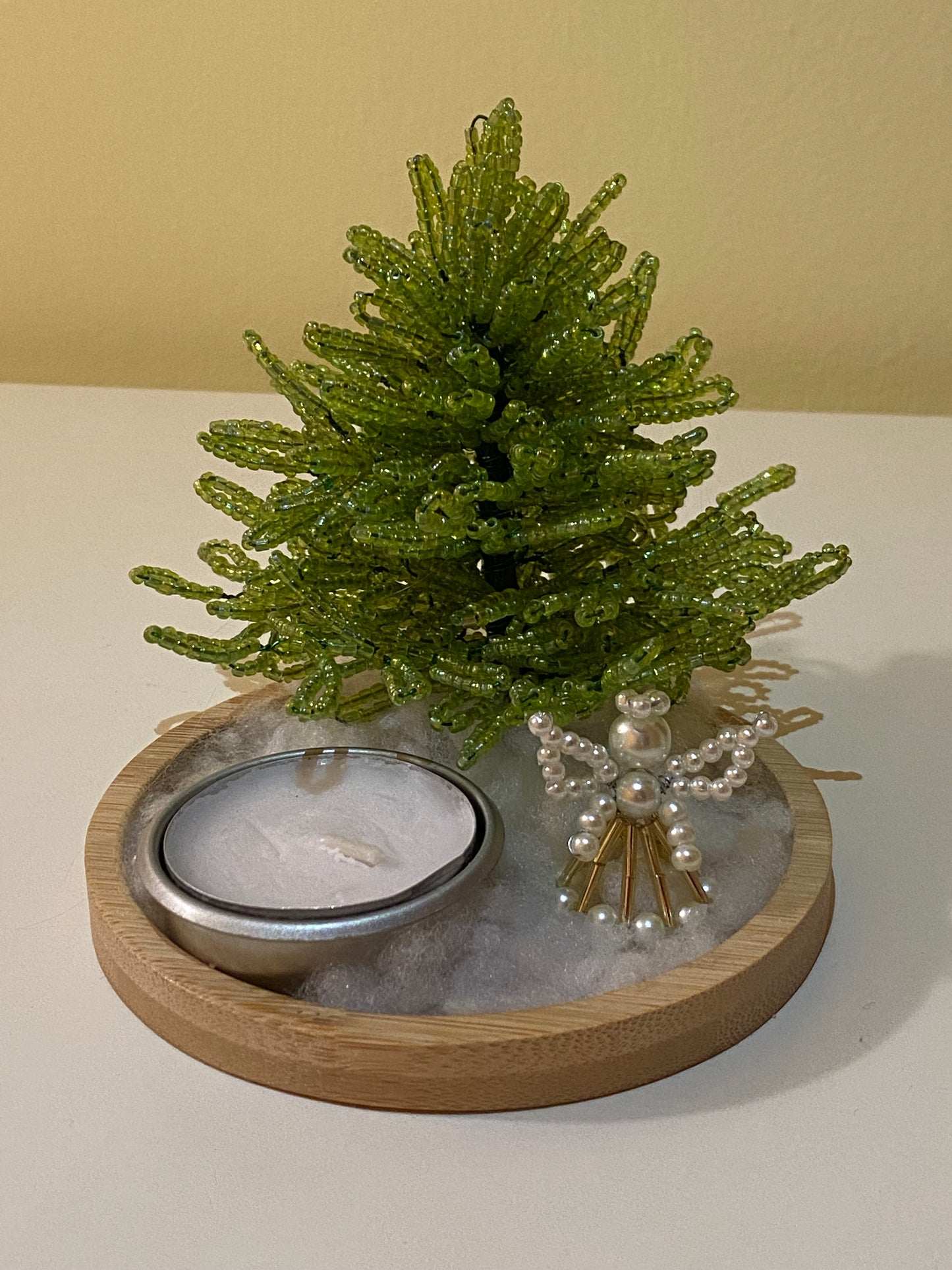 Christmas Pine Tree Candle Holder with Small Figurine