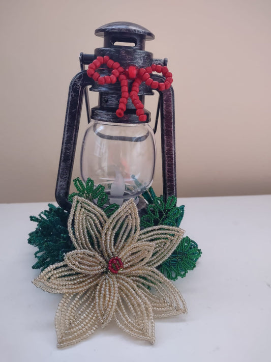 Lantern with Poinsettia Flower