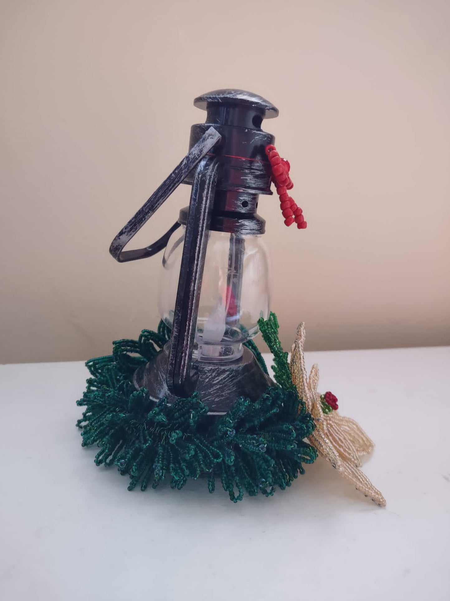 Lantern with Poinsettia Flower